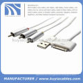 Cable compuesto AV cargador USB para iPhone 4S 3GS iPad iPod Touch